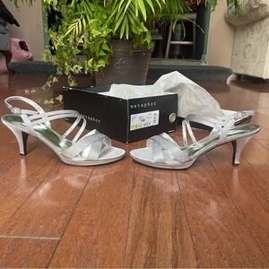 Metaphor Silver Strappy Heels Size 9